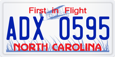 NC license plate ADX0595