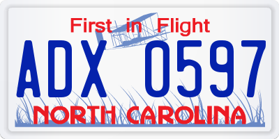 NC license plate ADX0597