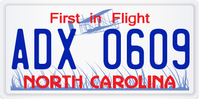 NC license plate ADX0609
