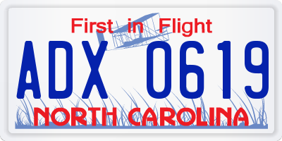 NC license plate ADX0619