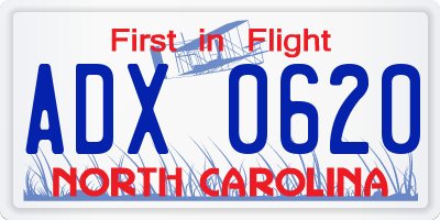 NC license plate ADX0620