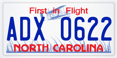 NC license plate ADX0622