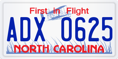 NC license plate ADX0625