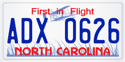 NC license plate ADX0626