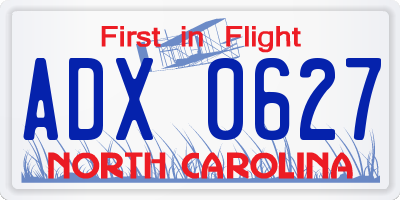 NC license plate ADX0627