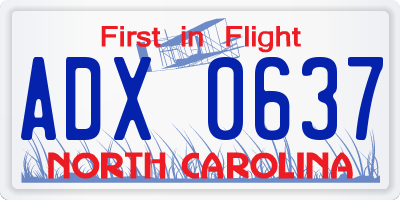 NC license plate ADX0637