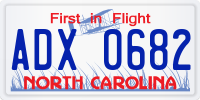NC license plate ADX0682
