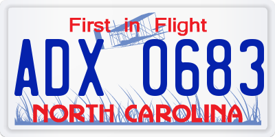 NC license plate ADX0683