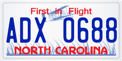 NC license plate ADX0688