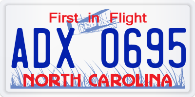 NC license plate ADX0695