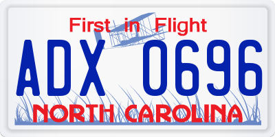 NC license plate ADX0696