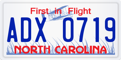 NC license plate ADX0719