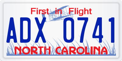 NC license plate ADX0741