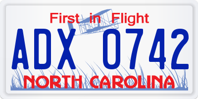 NC license plate ADX0742