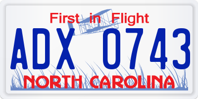 NC license plate ADX0743