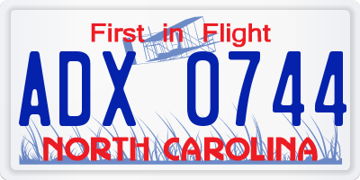 NC license plate ADX0744