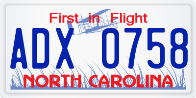 NC license plate ADX0758