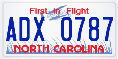 NC license plate ADX0787