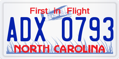 NC license plate ADX0793