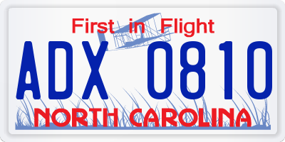 NC license plate ADX0810