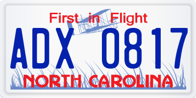 NC license plate ADX0817