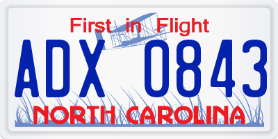 NC license plate ADX0843