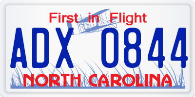 NC license plate ADX0844