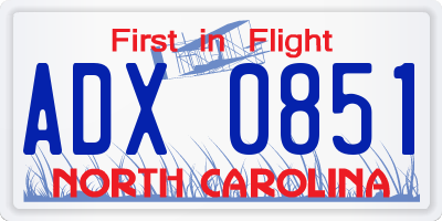 NC license plate ADX0851