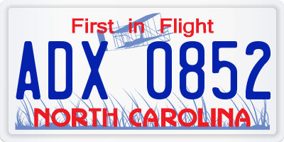 NC license plate ADX0852