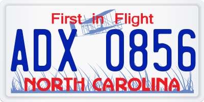 NC license plate ADX0856