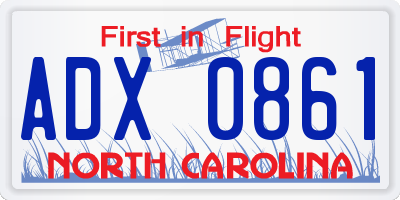 NC license plate ADX0861
