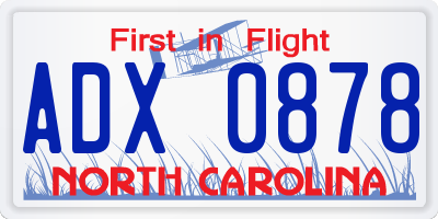 NC license plate ADX0878