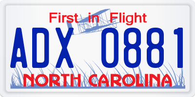 NC license plate ADX0881