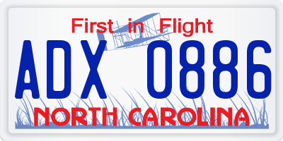 NC license plate ADX0886