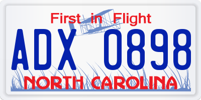 NC license plate ADX0898