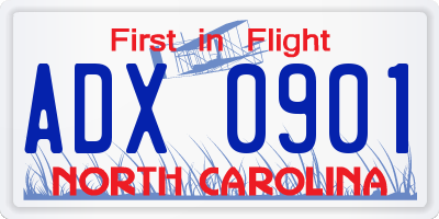 NC license plate ADX0901