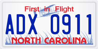 NC license plate ADX0911