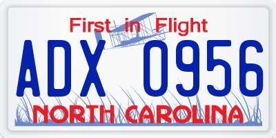 NC license plate ADX0956