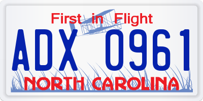 NC license plate ADX0961