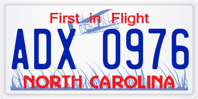 NC license plate ADX0976