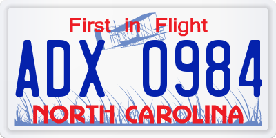 NC license plate ADX0984
