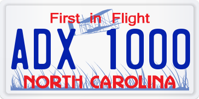NC license plate ADX1000