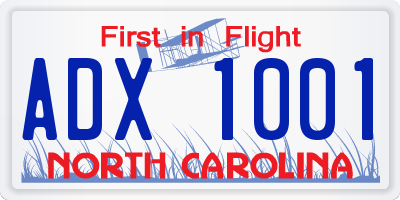 NC license plate ADX1001