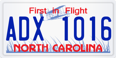 NC license plate ADX1016