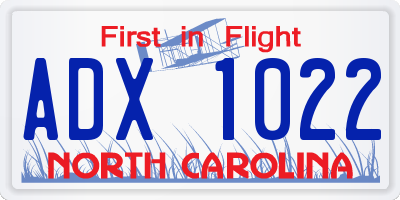 NC license plate ADX1022