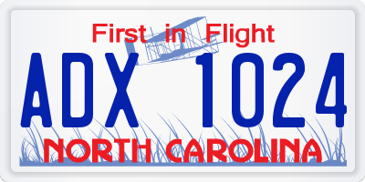 NC license plate ADX1024
