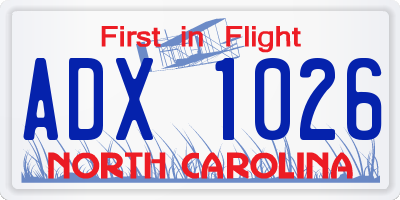 NC license plate ADX1026