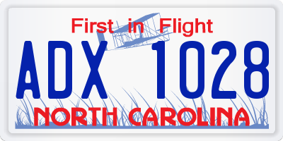 NC license plate ADX1028
