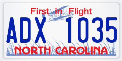 NC license plate ADX1035