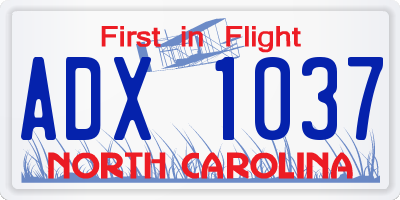 NC license plate ADX1037